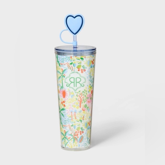 💙💚Roller Rabbit x Target 24oz Vacation Tumbler w/ Heart Straw - Picture 2 of 6
